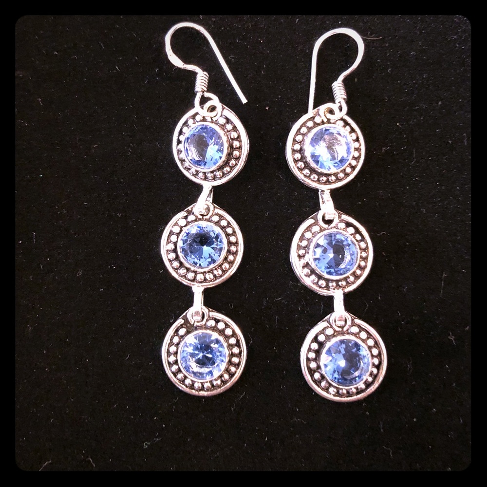 Silver Blue Topaz Earrings